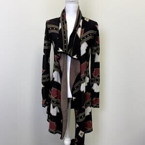 Guess Native American Long Open Front Cardigan S  Waterfall